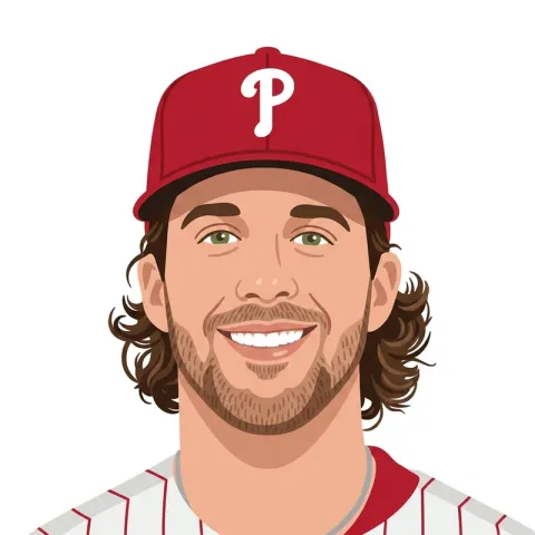 An illustrated portrait of Aaron Nola.