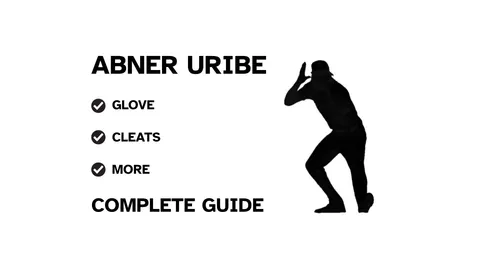 A guide to Abner Uribe's baseball pitching gear, featuring his name and a showcase of his equipment.