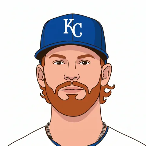 Illustrated portrait of Bobby Witt Jr. wearing a Kansas City Royals cap.