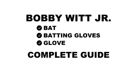 A guide to Bobby Witt Jr.'s baseball gear, including his glove, cleats, bat, and batting gloves.