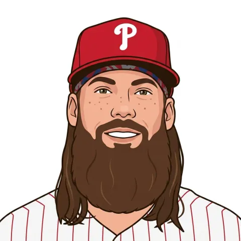 An illustrated portrait of Brandon Marsh.