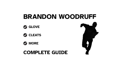 A guide to Brandon Woodruff's baseball pitching gear, featuring his name and a showcase of his equipment.
