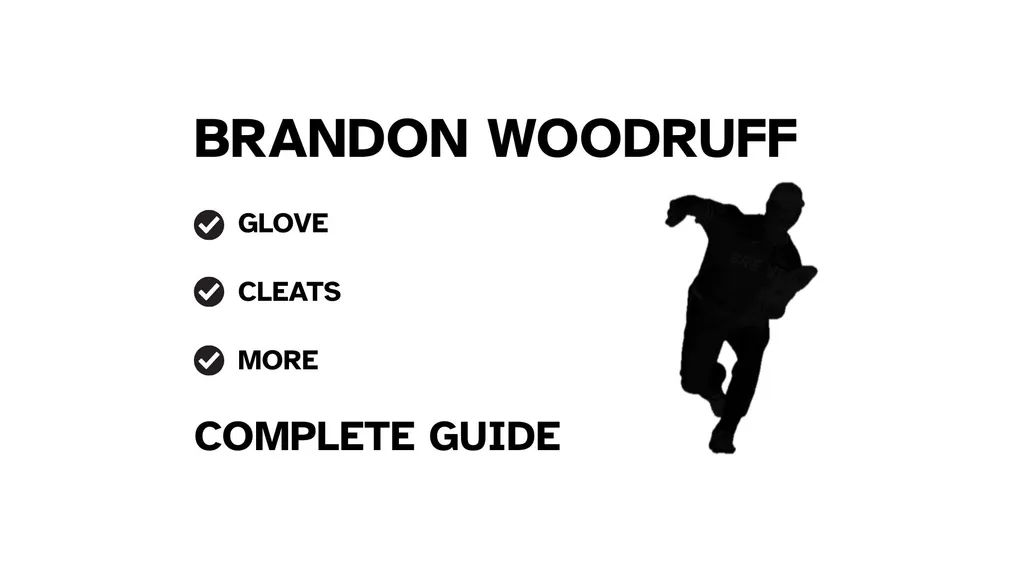 A guide to Brandon Woodruff's baseball pitching gear, featuring his name and a showcase of his equipment.