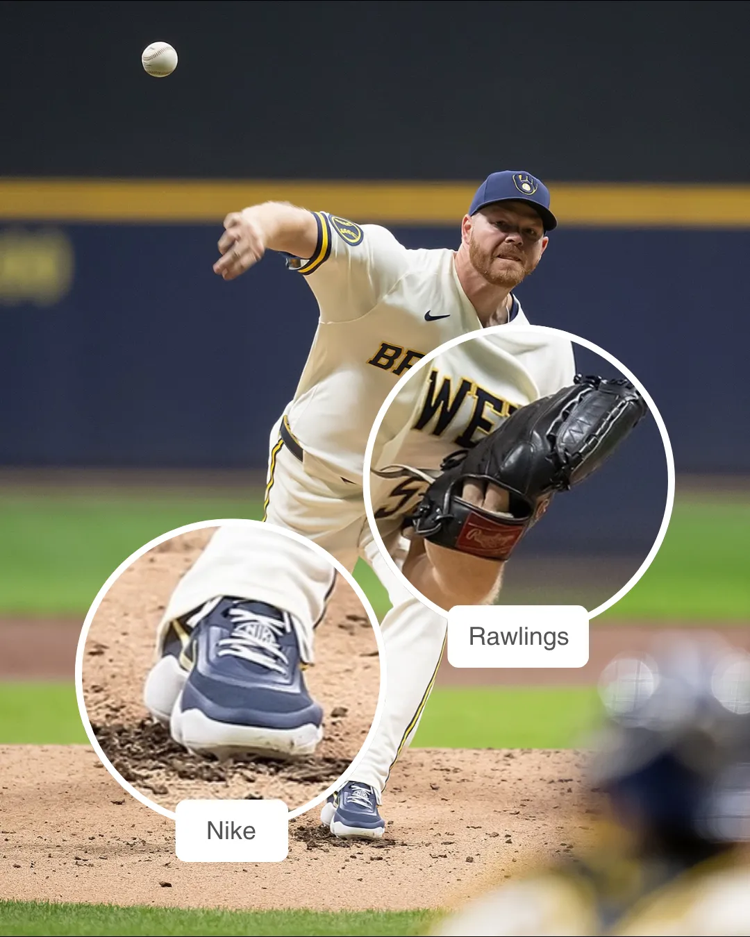 Brandon Woodruff showcasing his Glove and Cleats