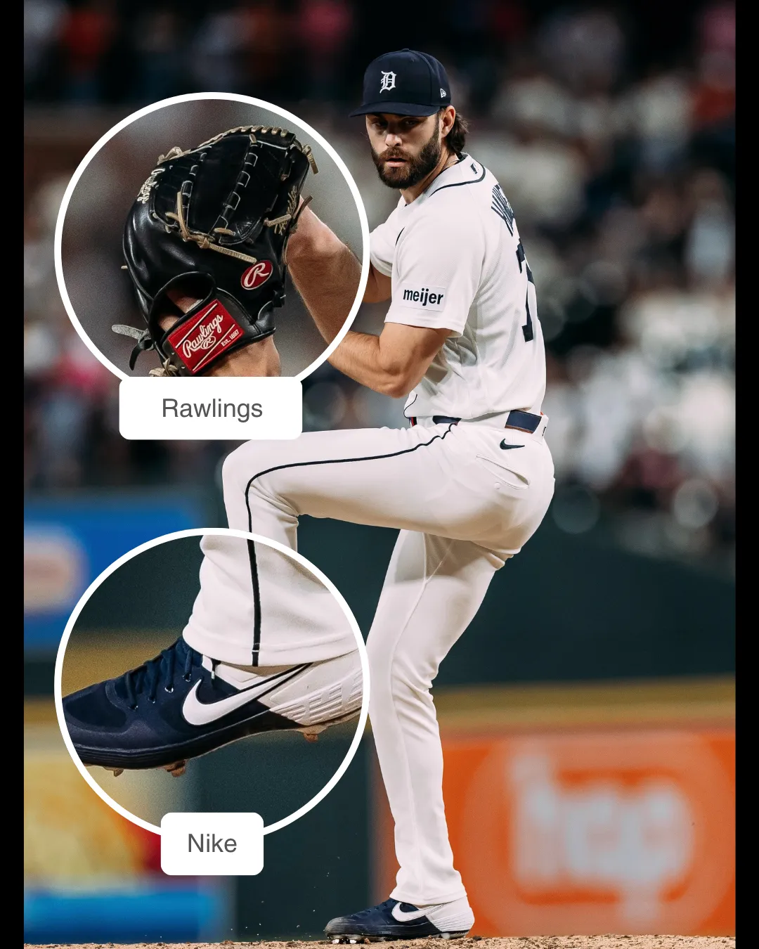 Brenan Hanifee showcasing his glove and cleats
