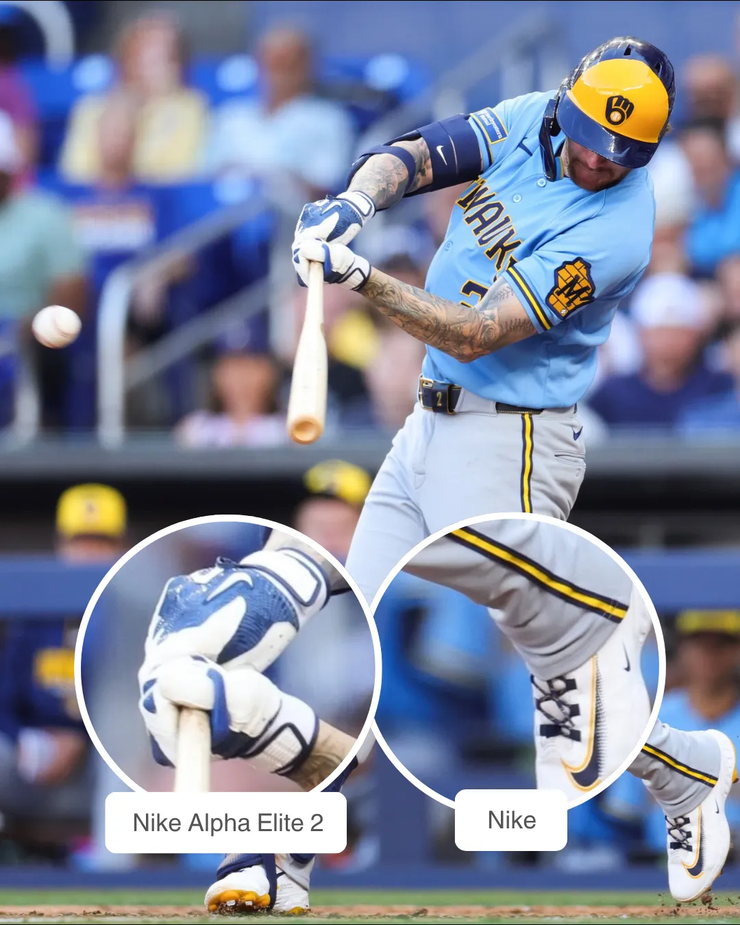 Brice Turang showcasing his Nike batting gloves and protective gear