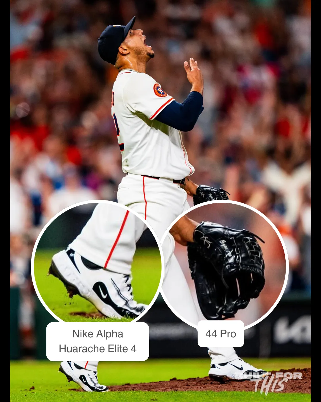 Bryan Abreu showcasing his 44Pro glove and Nike cleats