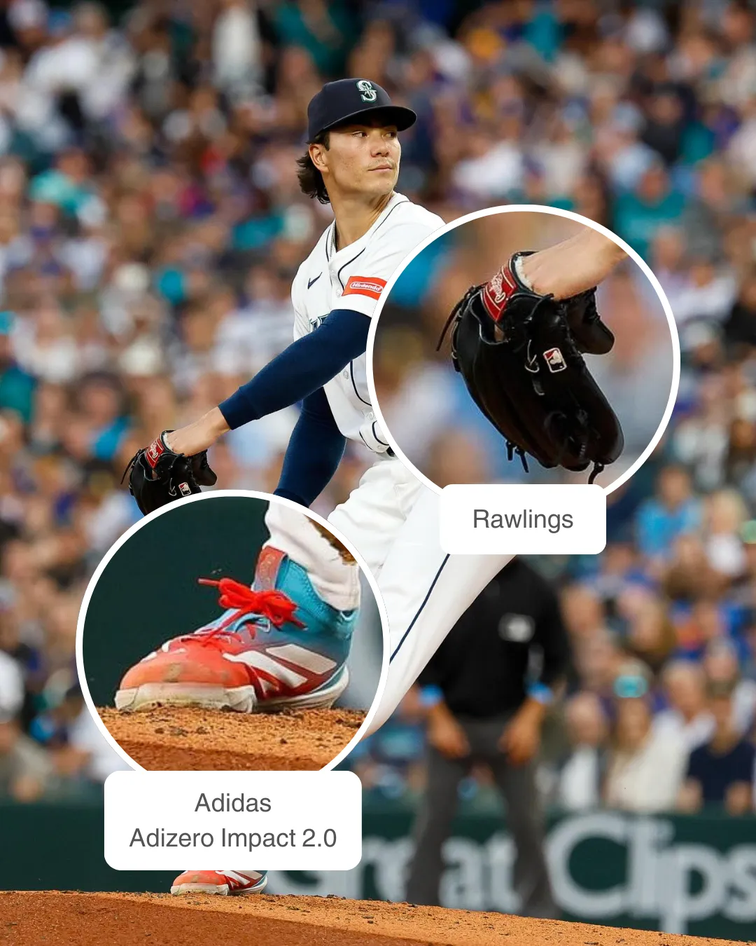 Bryan Woo wearing Rawlings glove and Adidas cleats