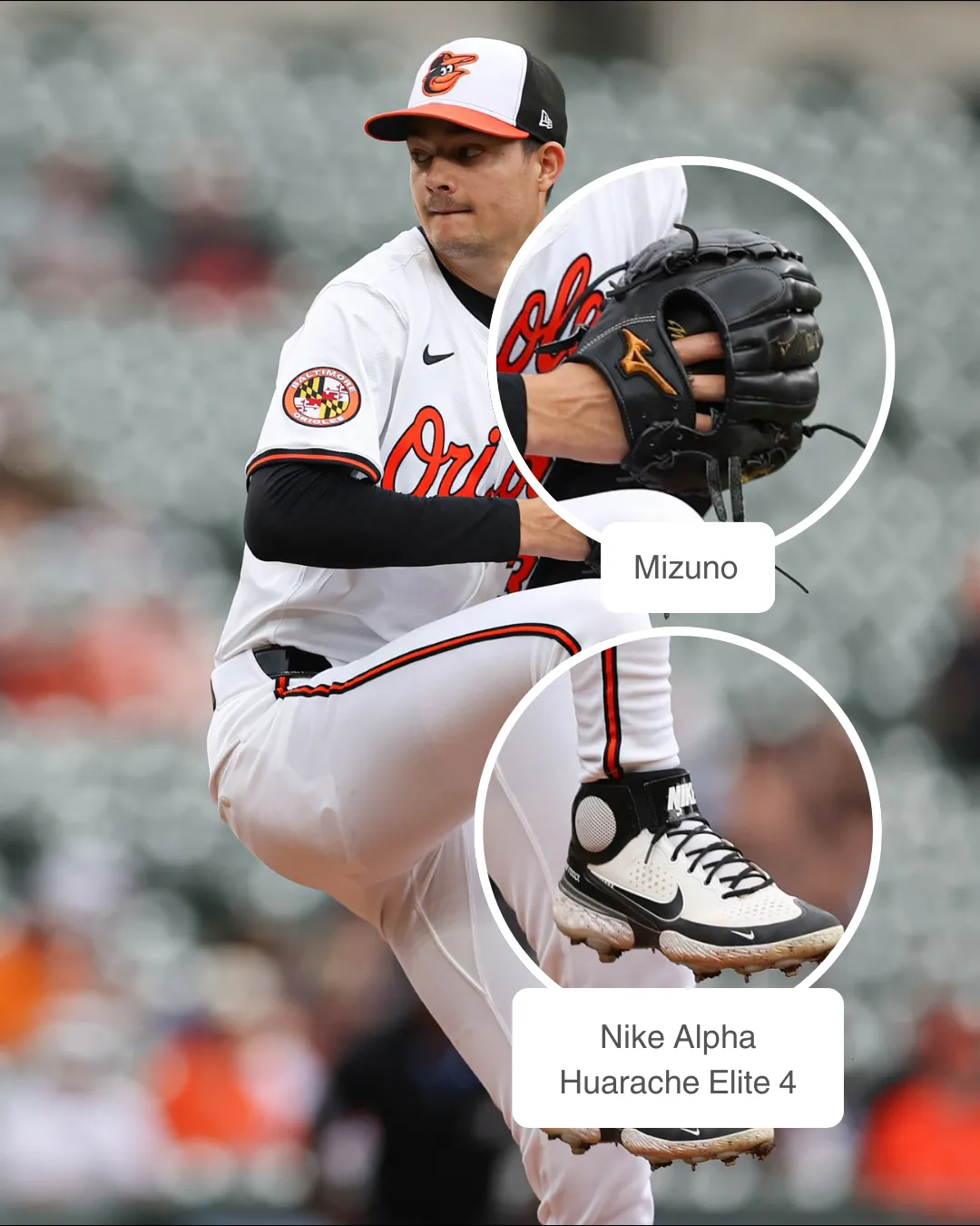 Cade Povich wearing Mizuno glove and Nike Alpha Huarache Elite 4 cleats