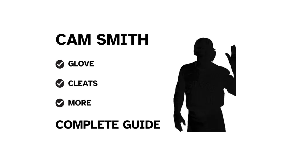 A guide to Cam Smith's baseball gear, featuring his batting and a showcase of his equipment.