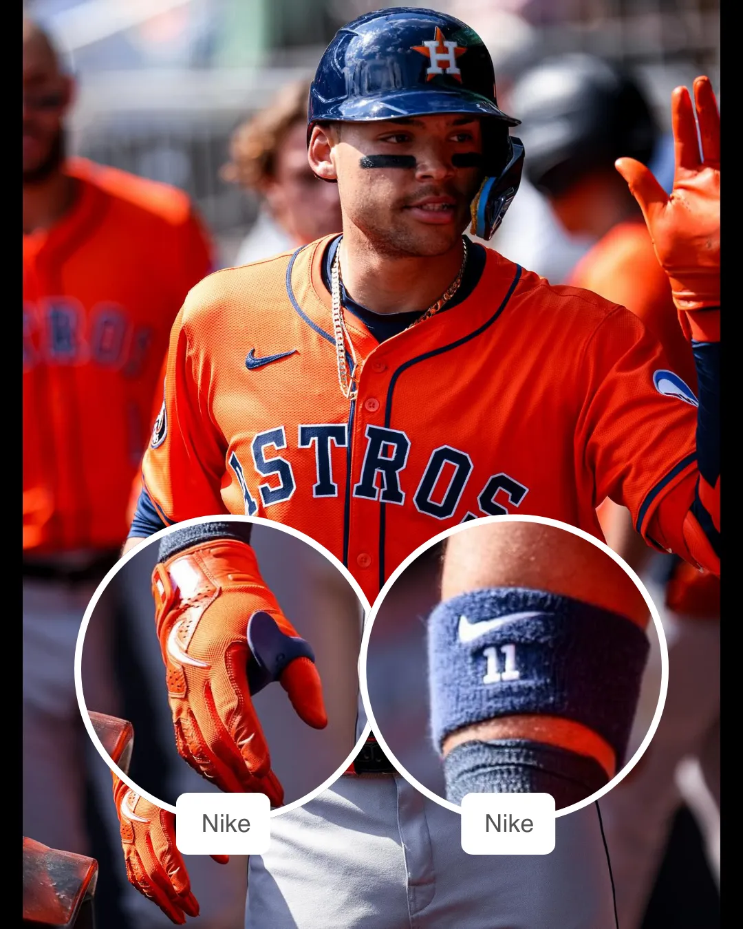 Cam Smith showcasing his Nike batting gloves and Nike Wrist band