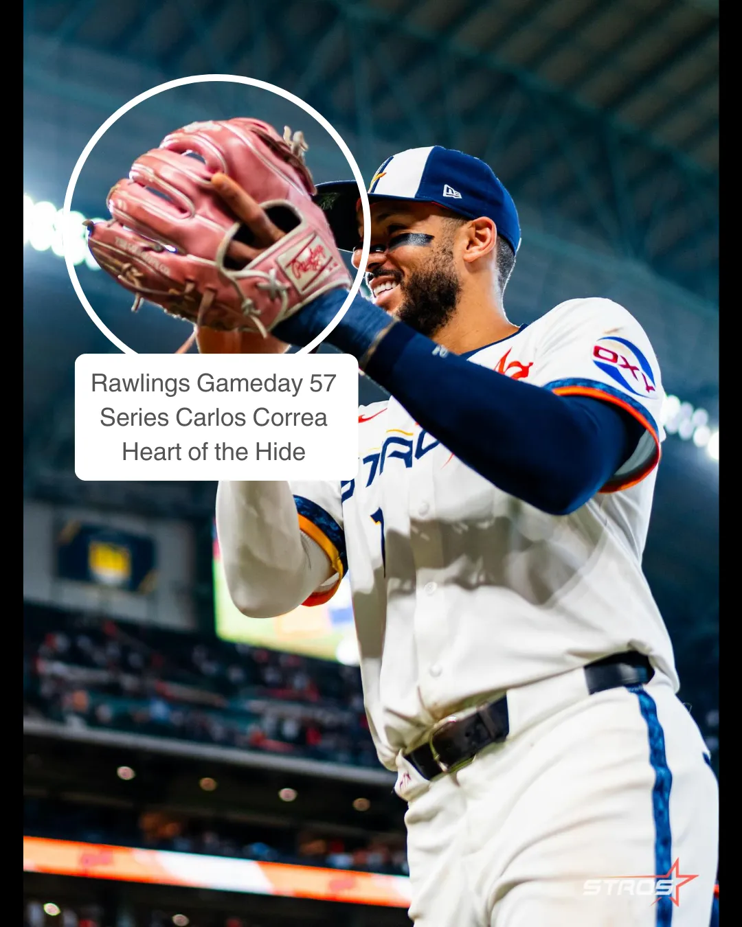 Carlos Correa showcasing his Rawlings glove