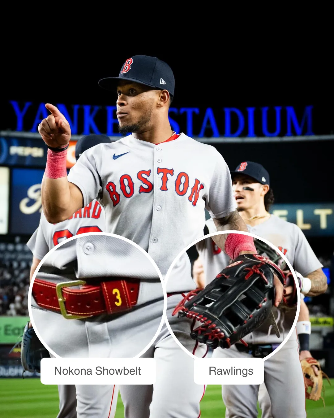 Ceddanne Rafaela wearing Rawlings glove and Nokona belt