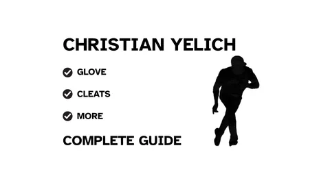 A guide to Christian Yelich's baseball gear, featuring his name and a showcase of his batting equipment.
