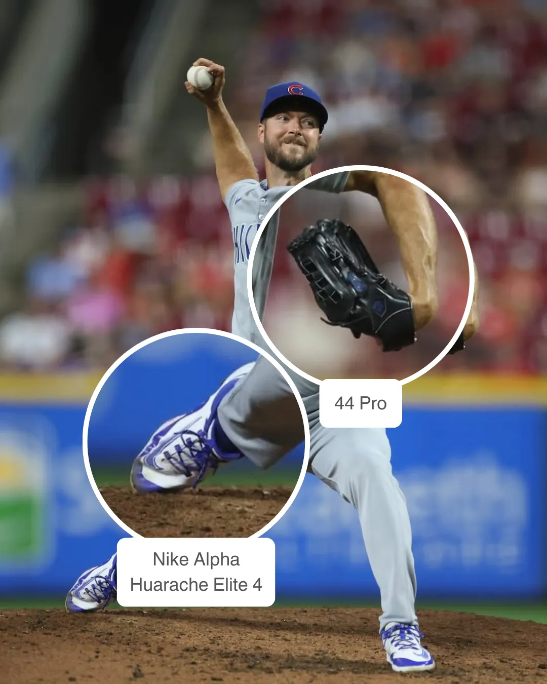 Colin Rea wearing 44 Pro glove and Nike cleats