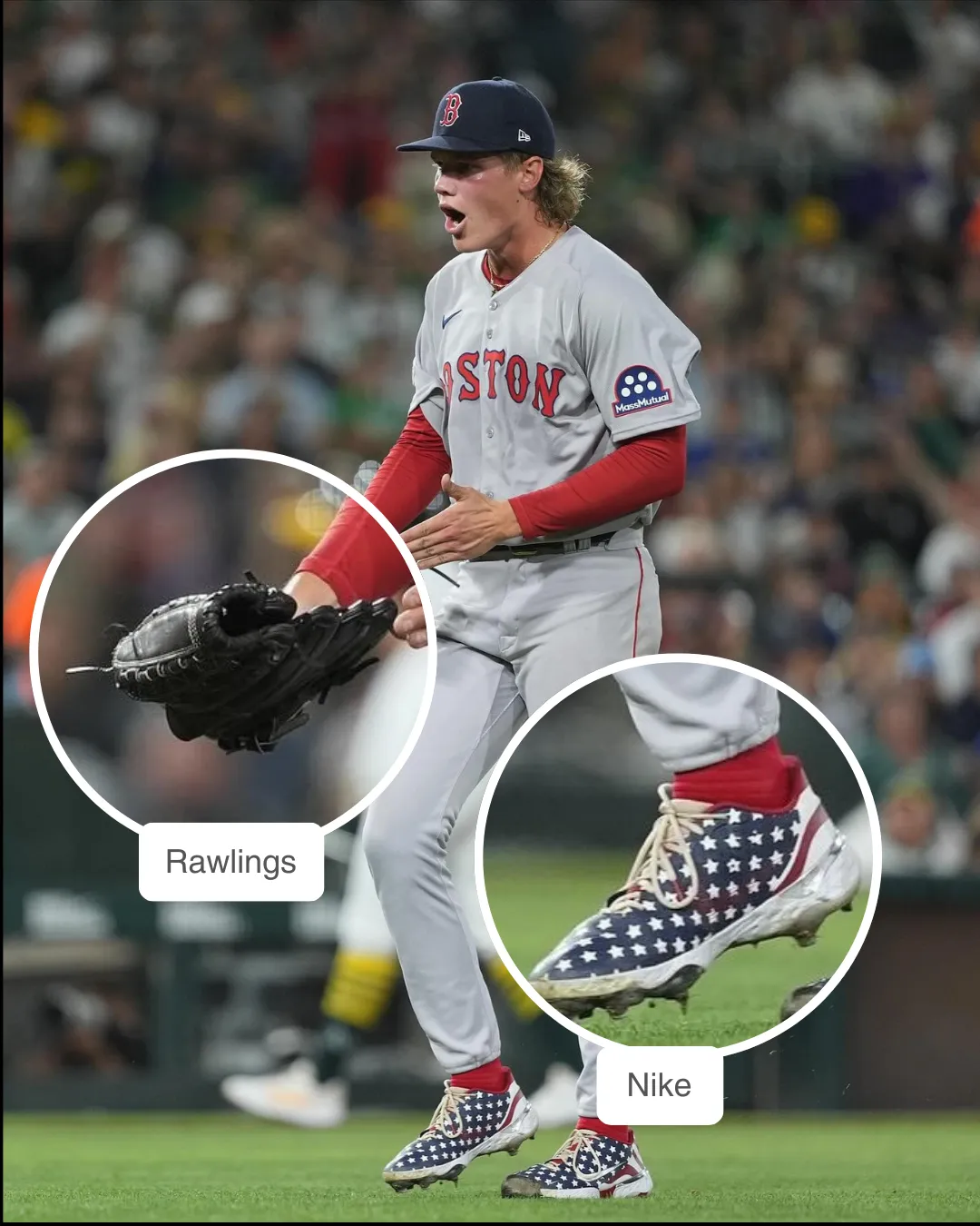 Connelly Early pitching with Rawlings glove and Nike cleats.