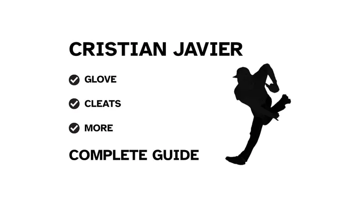 A guide to Cristian Javier's baseball gear, featuring his name and a showcase of his equipment.