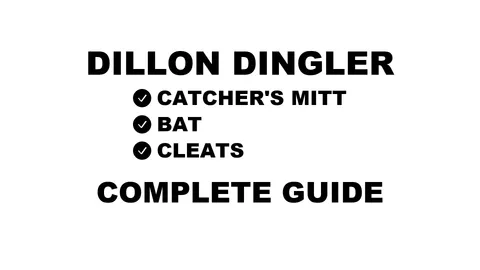 A guide to Dillon Dingler's catching equipment, including his mitt, protective gear, bat, and cleats.