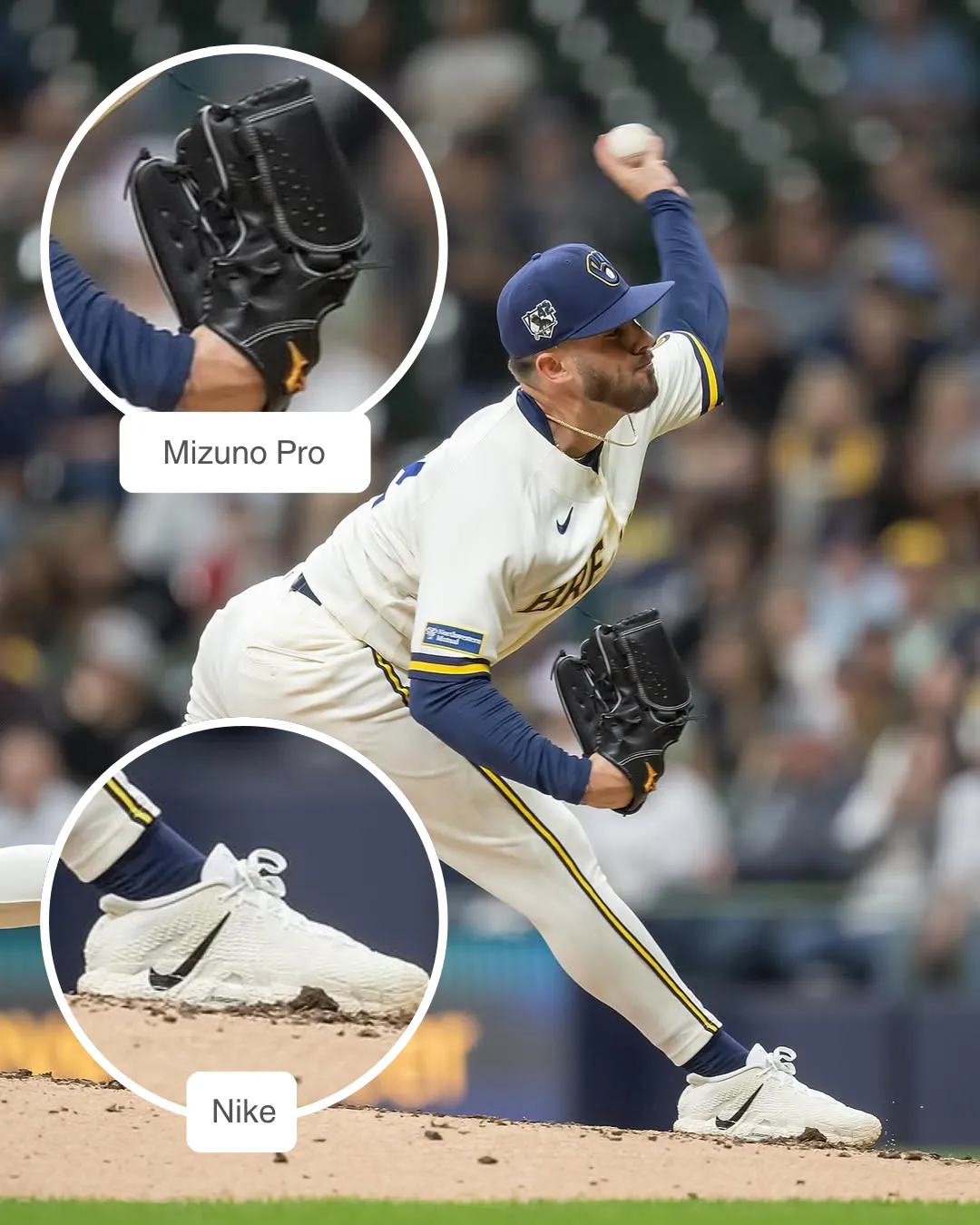 DL Hall showcasing his Mizuno Pro glove and Nike cleats