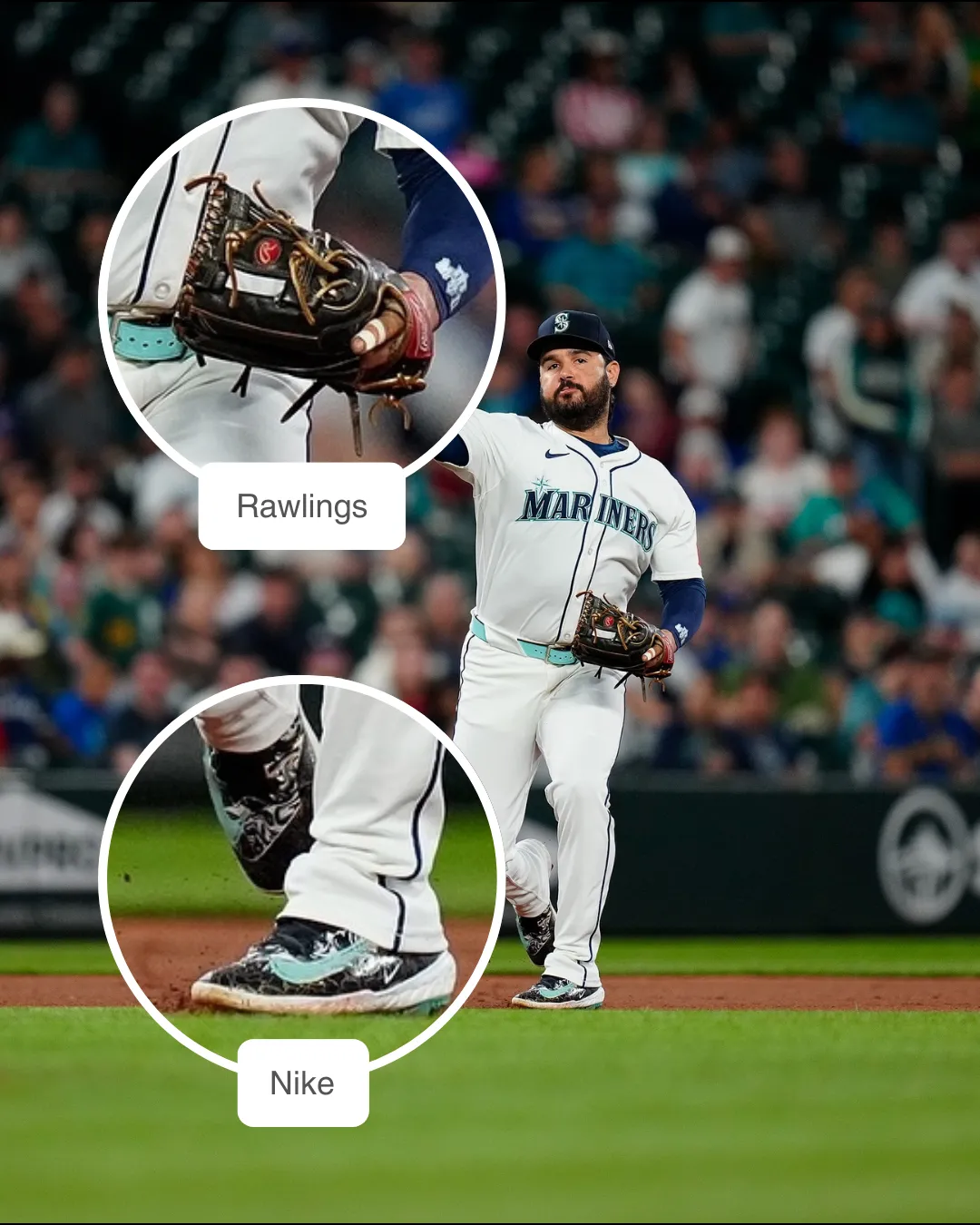 Eugenio Suárez wearing Rawlings glove and Nike cleats