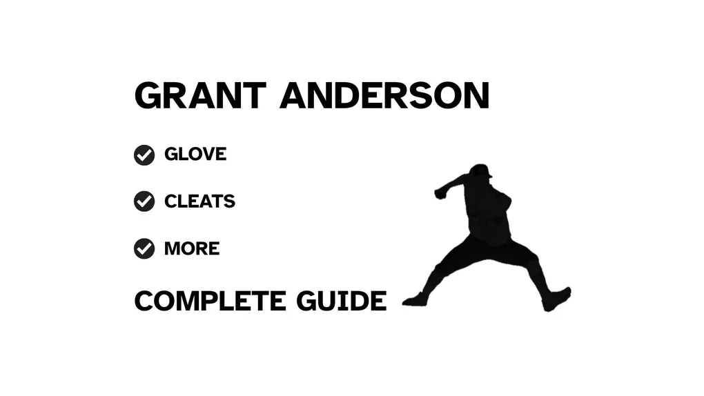 A guide to Grant Anderson's baseball pitching gear, featuring his name and a showcase of his equipment.