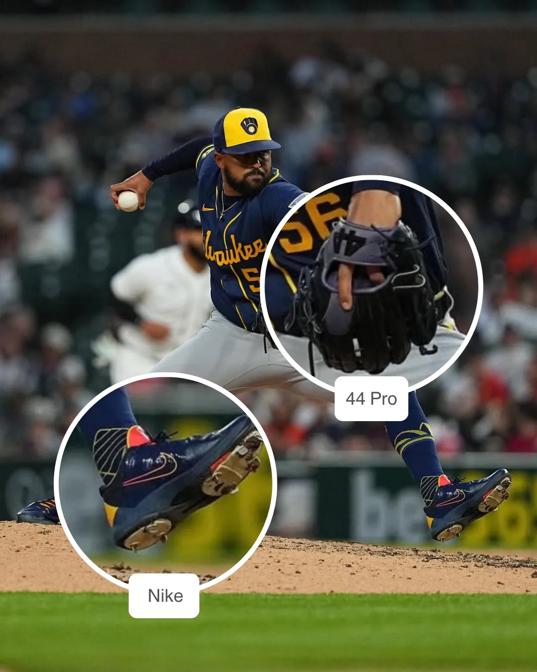 Grant Anderson showcasing his 44 Pro Glove and Nike Cleats