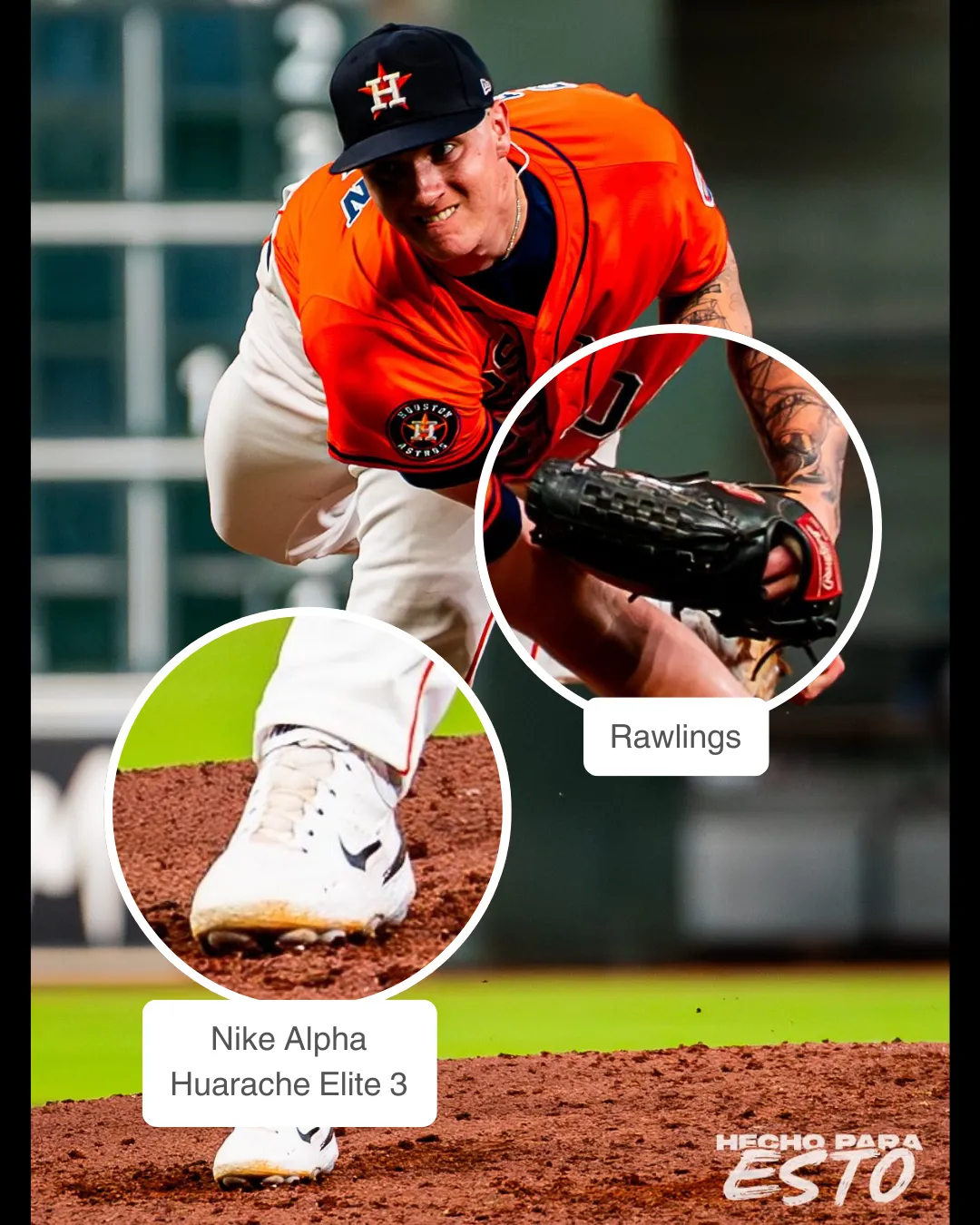 Hunter Brown wearing Rawlings glove and Nike cleats