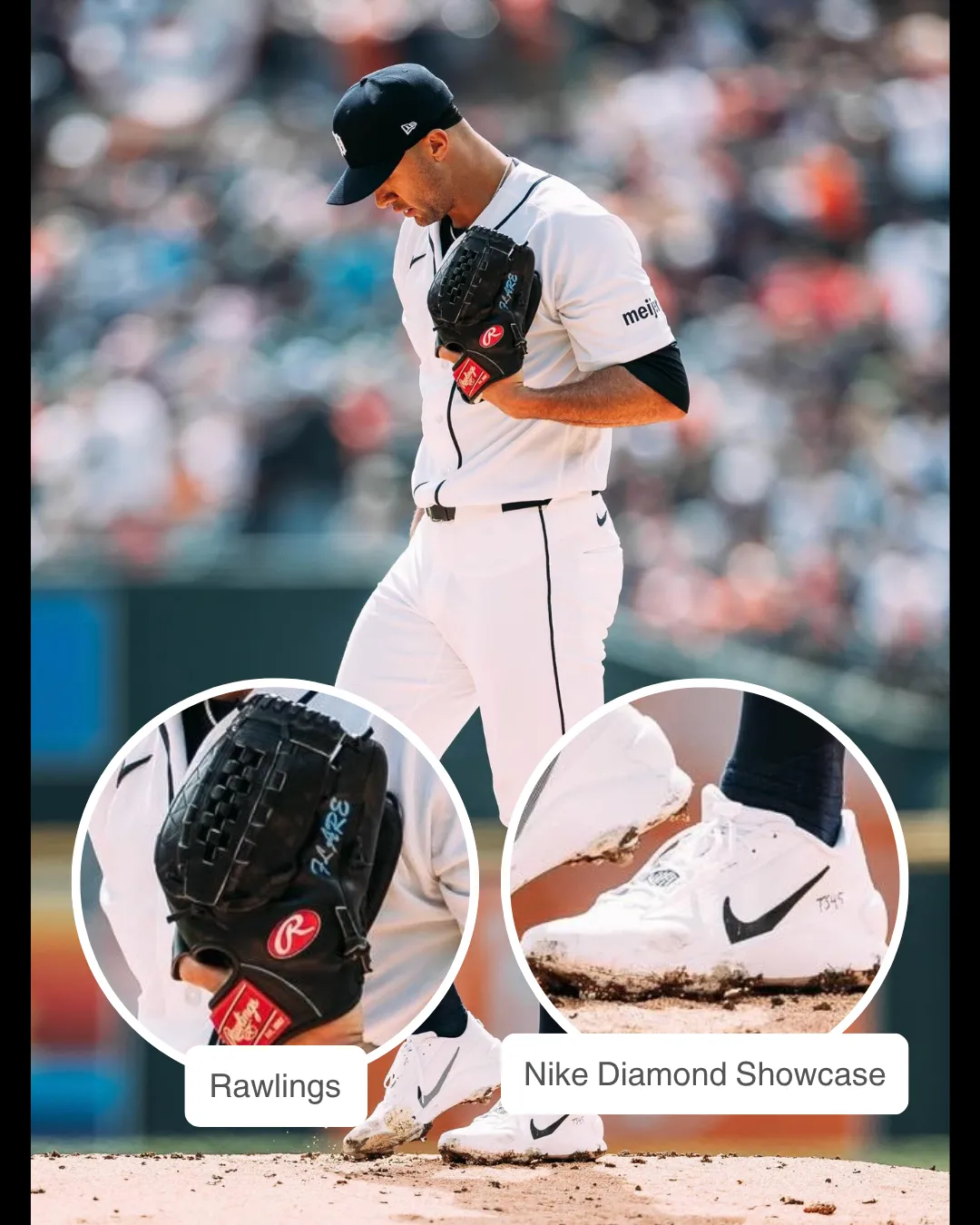 Jack Flaherty showcasing his Glove and Cleats