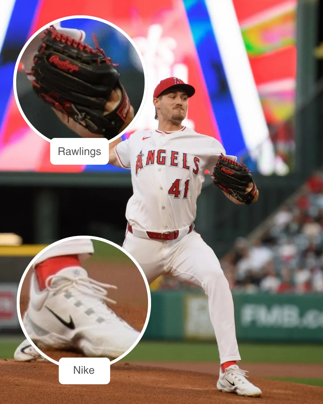 Jack Kochanowicz showcasing his Rawlings glove and Nike cleats