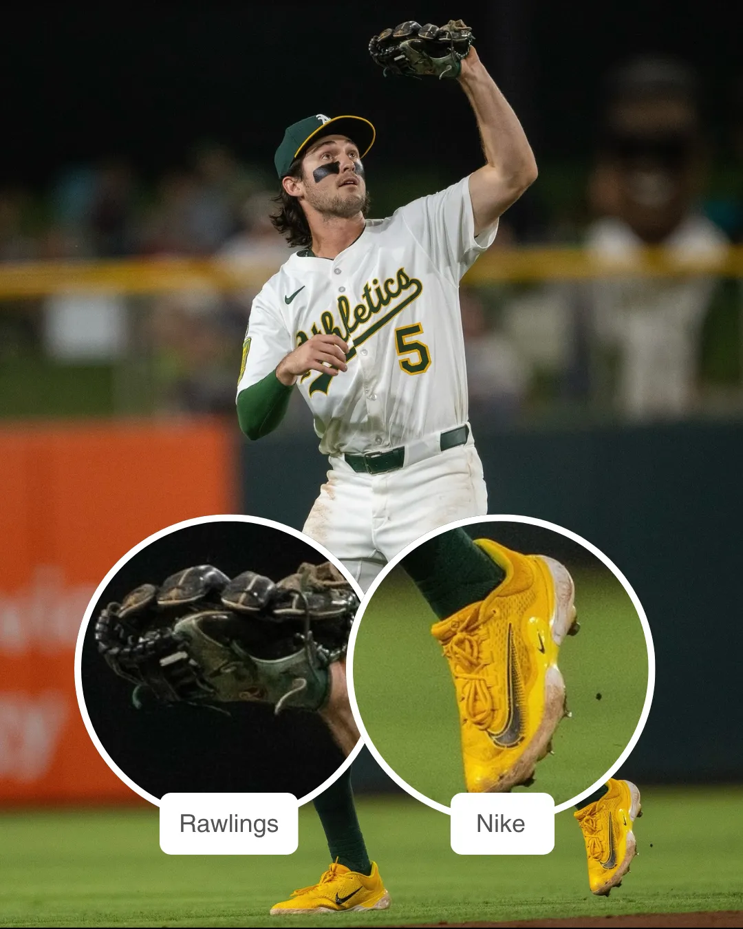 Jacob Wilson showcasing his Nike Cleats and Rawlings Glove