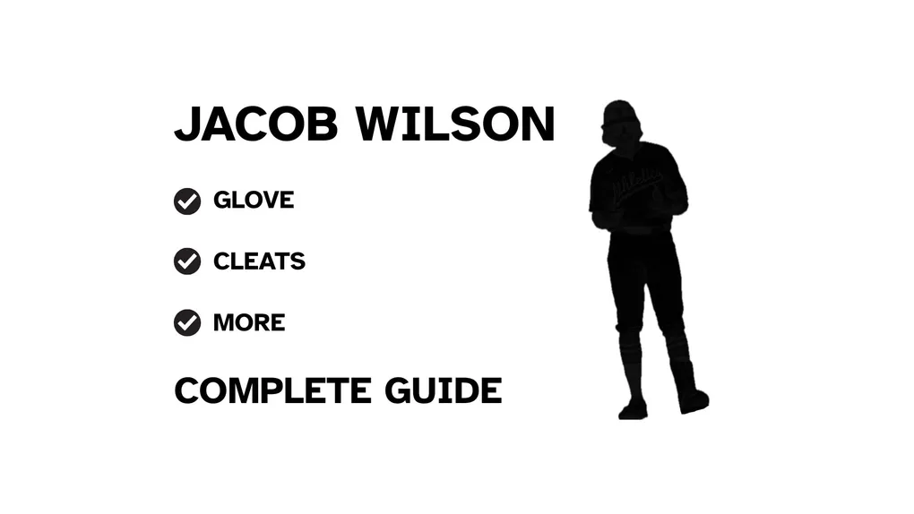 A guide to Jacob Wilson's baseball gear, featuring his name and a showcase of his equipment.