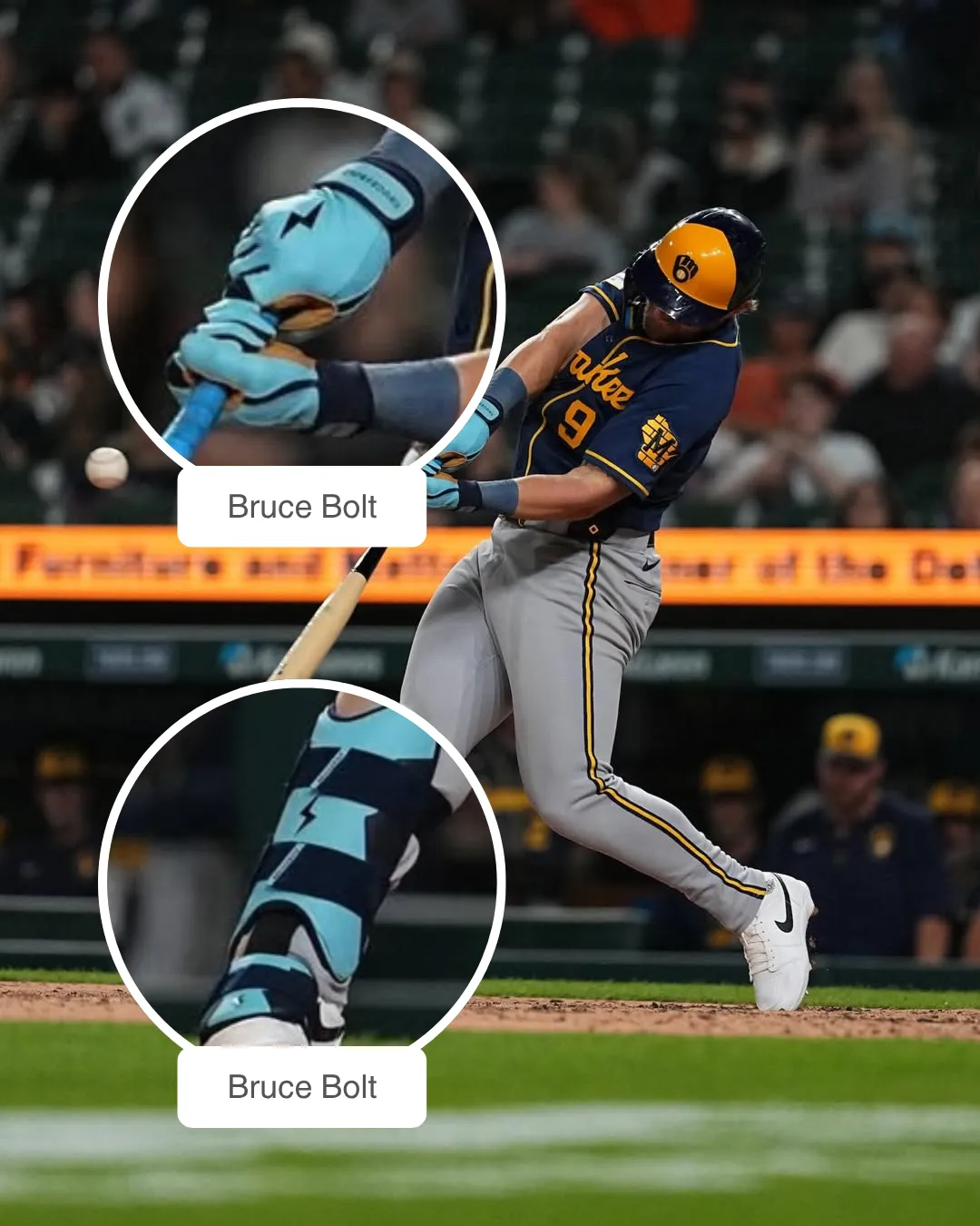 Jake Bauers showcasing his Batting Gloves and Leg Guard