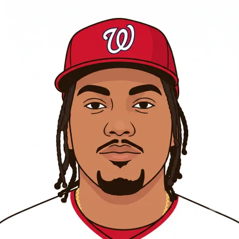 Illustrated portrait of James Wood wearing a Washington Nationals cap.