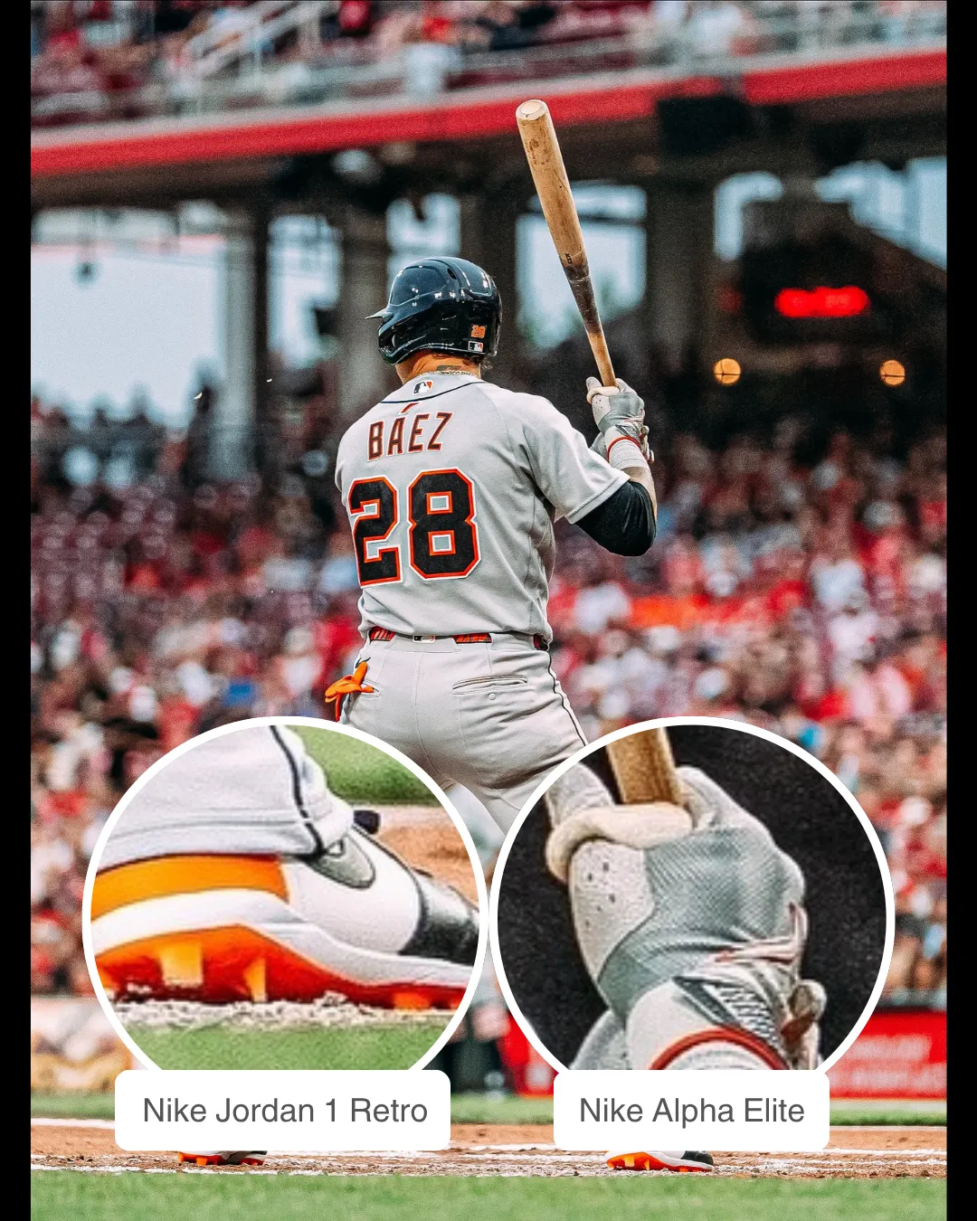 Javier Báez batting with Nike Alpha Elite batting gloves and Pioneer belt
