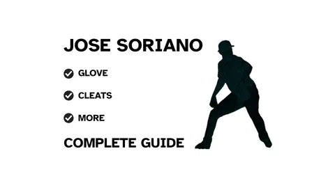 A guide to José Soriano's baseball pitching gear, featuring his name and a showcase of his equipment.