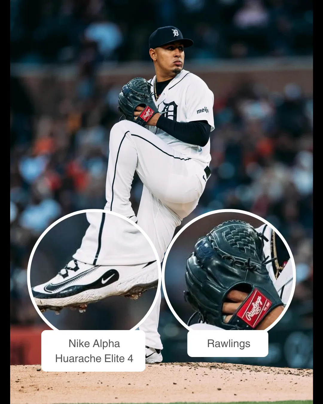 Keider Montero showcasing his Rawlings glove and Nike cleats