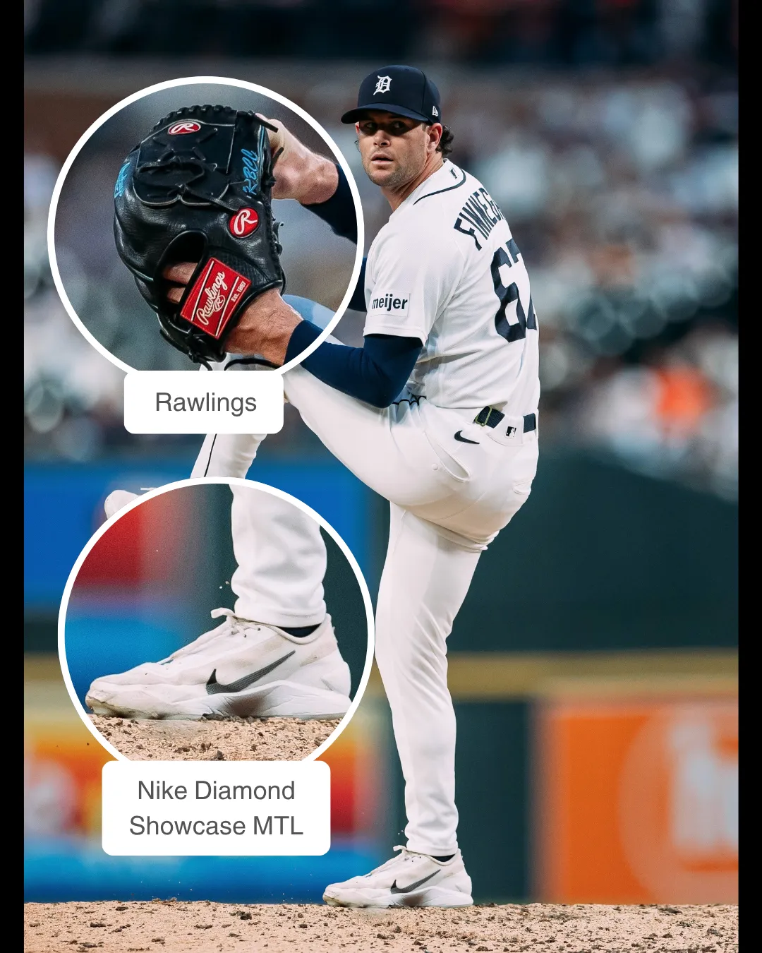 Kyle Finnegan showcasing his glove and cleats