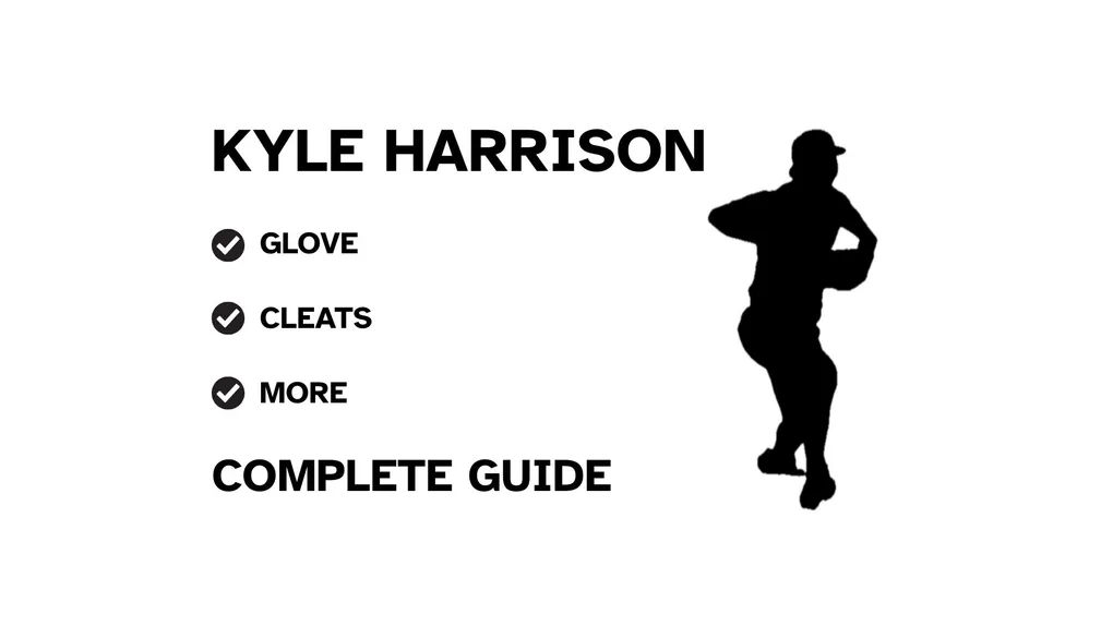 A guide to Kyle Harrison's baseball gear, featuring his name and a showcase of his pitching equipment.