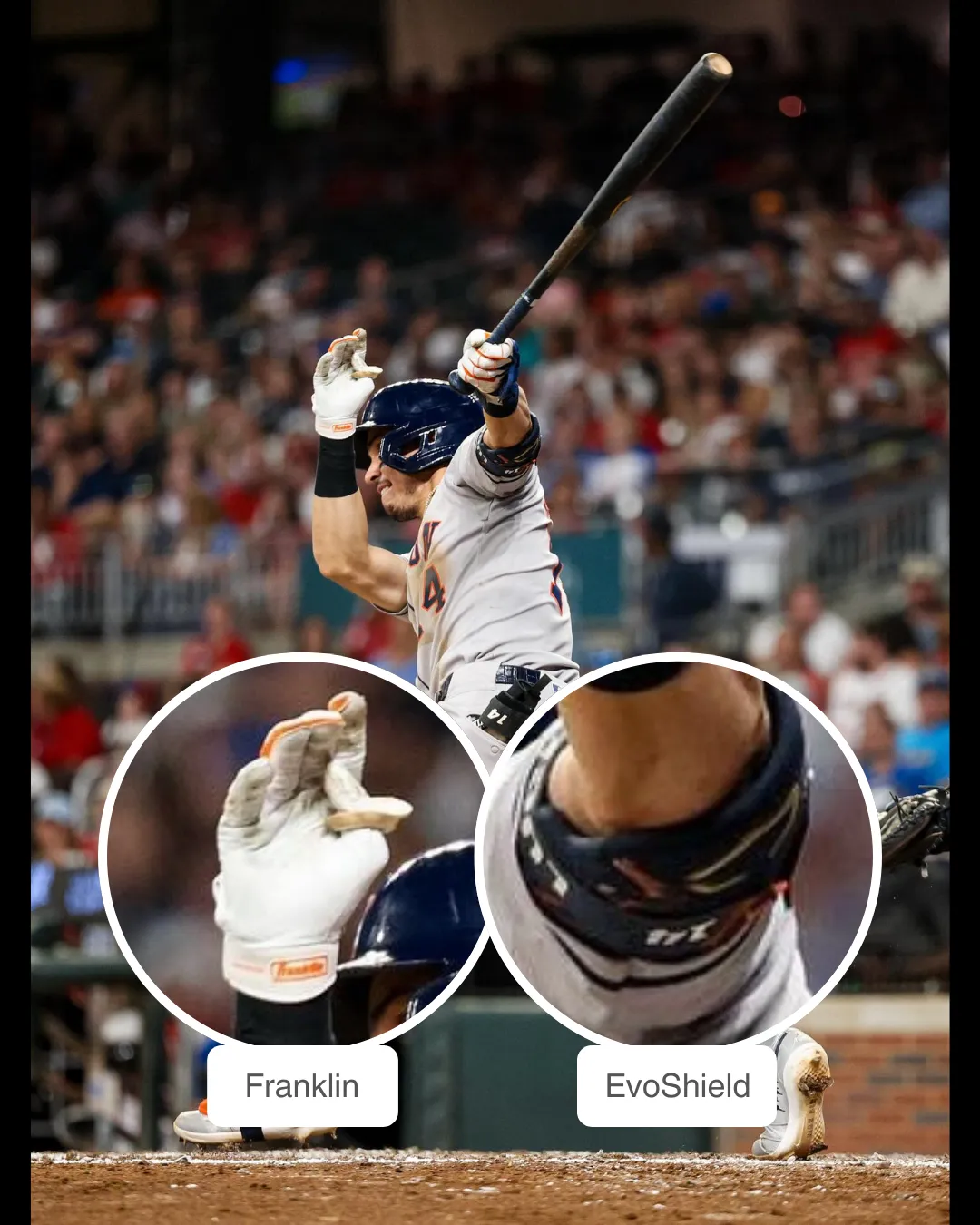 Mauricio Dubón showcasing his batting gloves and elbow guard