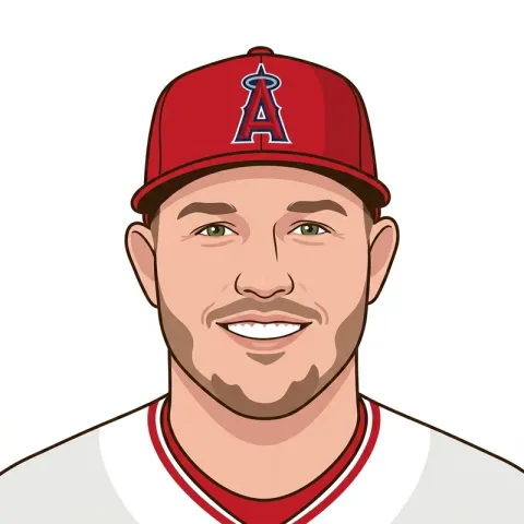 An illustrated portrait of Mike Trout.