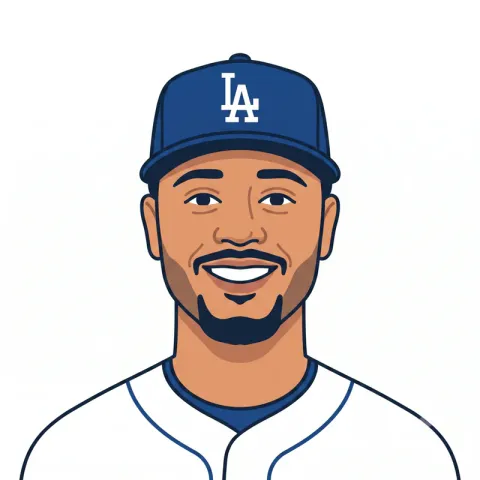 An illustrated portrait of Mookie Betts.