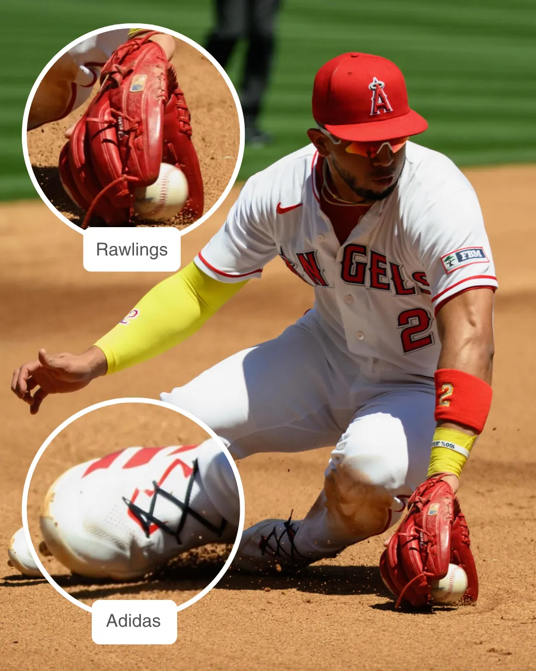 Oswald Peraza showcasing his Rawlings glove and Adidas gear