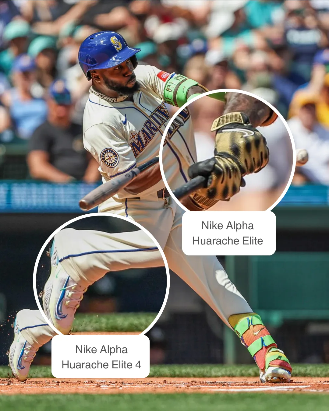 Randy Arozarena wearing franklin cfx pro batting gloves and evoshield leg guard