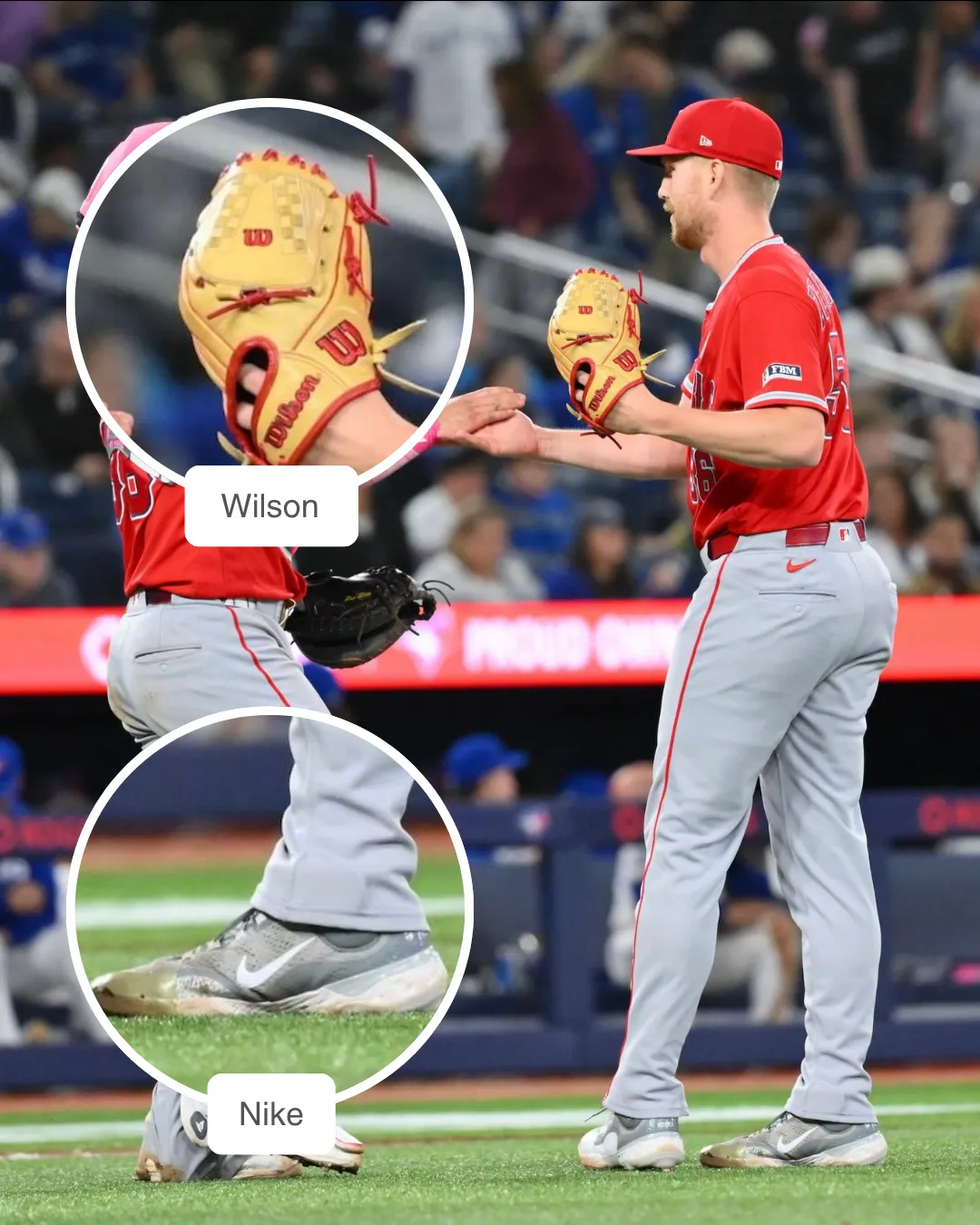 Ryan Zeferjahn showcasing his Wilson glove and Nike cleats