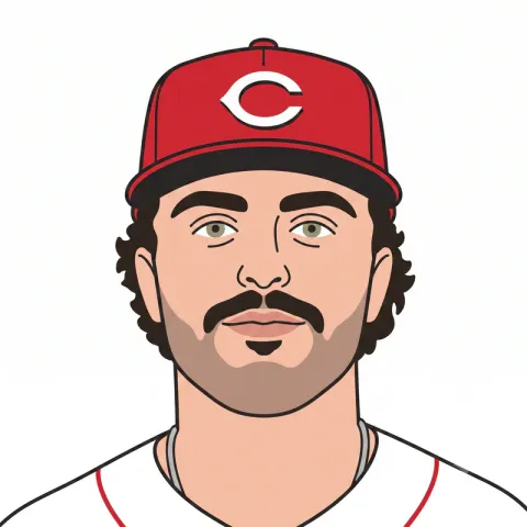 Illustrated portrait of Sal Stewart wearing a Cincinnati Reds cap.