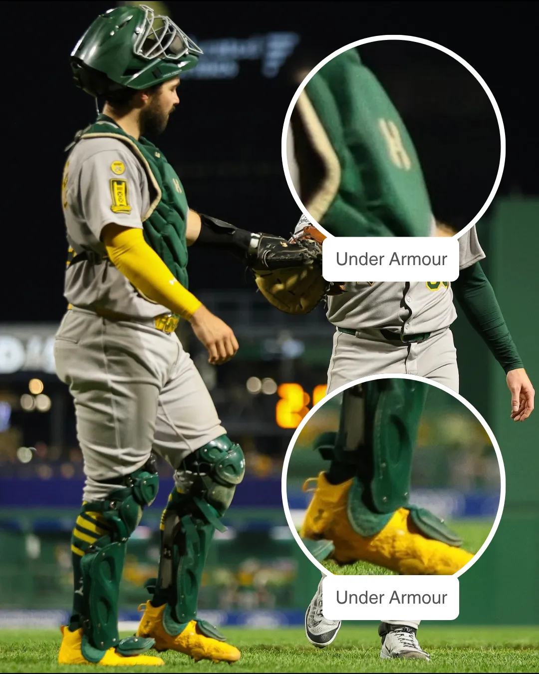 Shea Langeliers showcasing his Under Armour Catcher's Gear and Cleats