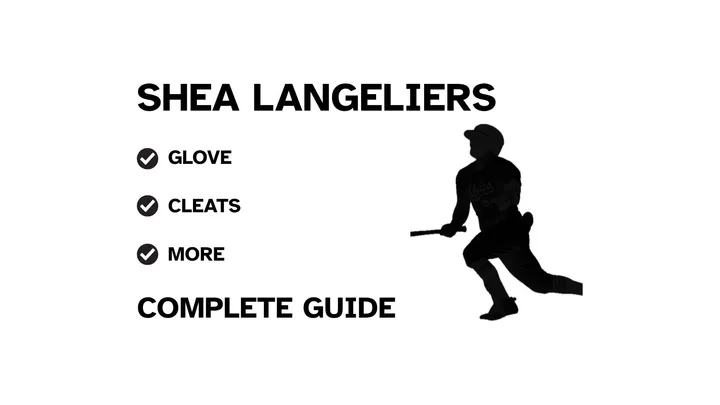 A guide to Shea Langeliers' baseball gear, featuring his name and a showcase of his batting equipment.