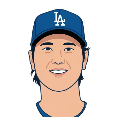 An illustrated portrait of Shohei Ohtani wearing his Dodgers cap.