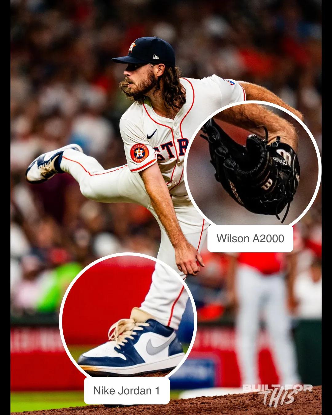 Spencer Arrighetti showcasing his Wilson Glove and Nike Cleats