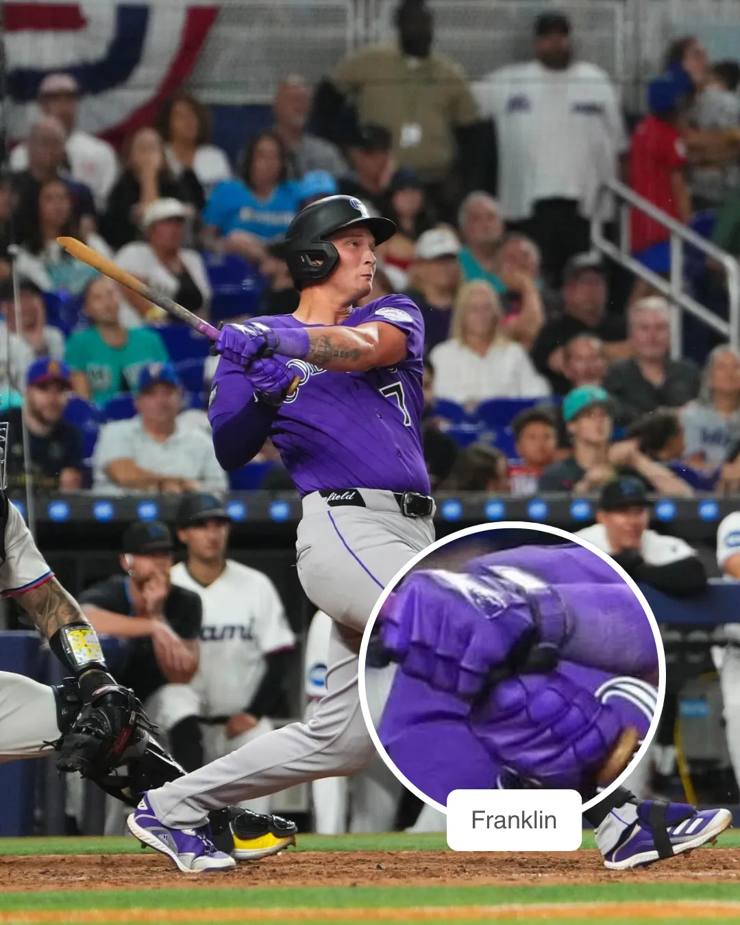 TJ Rumfield showcasing his Franklin Batting Gloves
